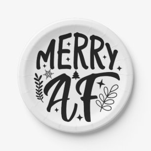 Merry Af Funny Christmas Snowflake Xmas Pappteller