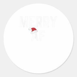 Merry AF Funny Christmas Weihnachtsmannmütze Nove Runder Aufkleber