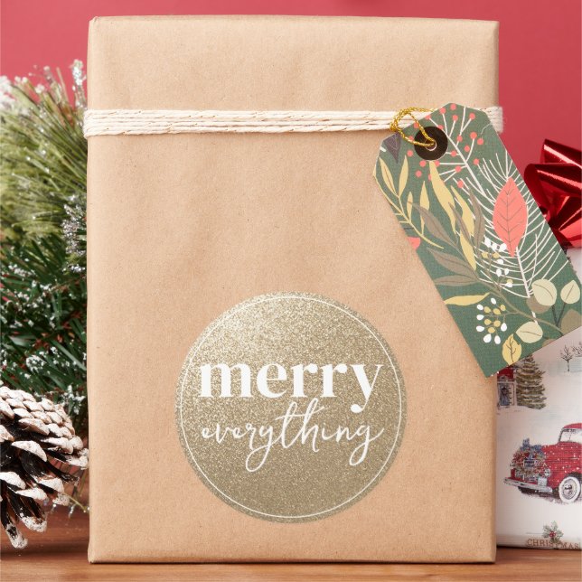 Merry alles Golden Texture Runder Aufkleber (Feiertag)