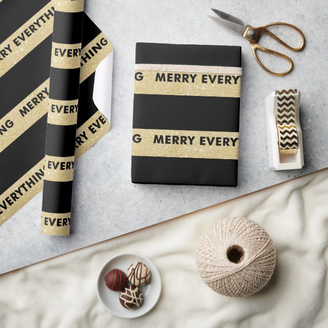 Merry Alles Imitate Gold Glitzer Streifen Urlaub Geschenkpapier (Kunsthandwerk)