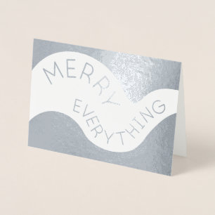 Merry alles kurvte Typografie Holiday Silver Folienkarte