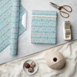 Merry alles Mutes Weihnachten leuchtet blau Geschenkpapier