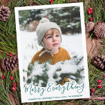 Merry alles Trendy Green Family Foto Feiertagskarte<br><div class="desc">Versenden Sie Weihnachtsfeiertage mit dieser bezaubernden Merry Everything Happy Always Karte in einem modernen trendigen grünen Design. Zurück : Merry alles ~ wünschen Ihnen immer Glück. Personalisieren Sie mit Ihrem Familiennamen und individuellen Namen. Diese Familienurlaubskarte wird bei allen Fotos und Freunden zum Favoriten. Besuchen Sie unsere Kollektion für Merry Everything...</div>