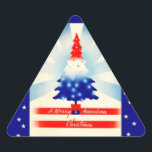 Merry American Christmas Patriotic Tree Aufkleber<br><div class="desc">Der lustige amerikanische Weihnachts-Patriotic-Tree-Aufkleber ist perfekt für diejenigen,  die in den bewaffneten Diensten oder in jeder politischen Funktion mit der Familie arbeiten. Dies ist ein echtes Vintage-Bild mit Veränderung auf meiner Seite . Alle meine Vintage-Bilder sind richtig erreicht und verletzen nicht das Urheberrecht.</div>