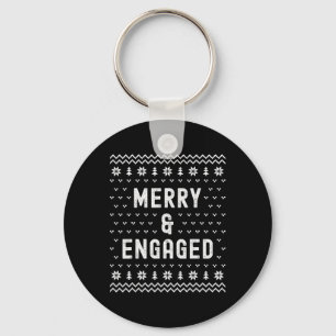 Merry & Ankündigung Verlobter Weihnachts-Verlo Schlüsselanhänger