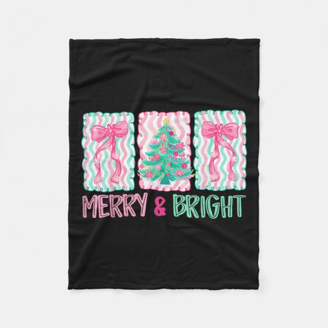 Merry &amp; Bright Coquette Preppy Bow Xmas Tree W Fleecedecke (Vorderseite)