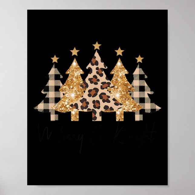 Merry &amp; Bright Leopard Christmas Tree For Wome Poster (Vorne)