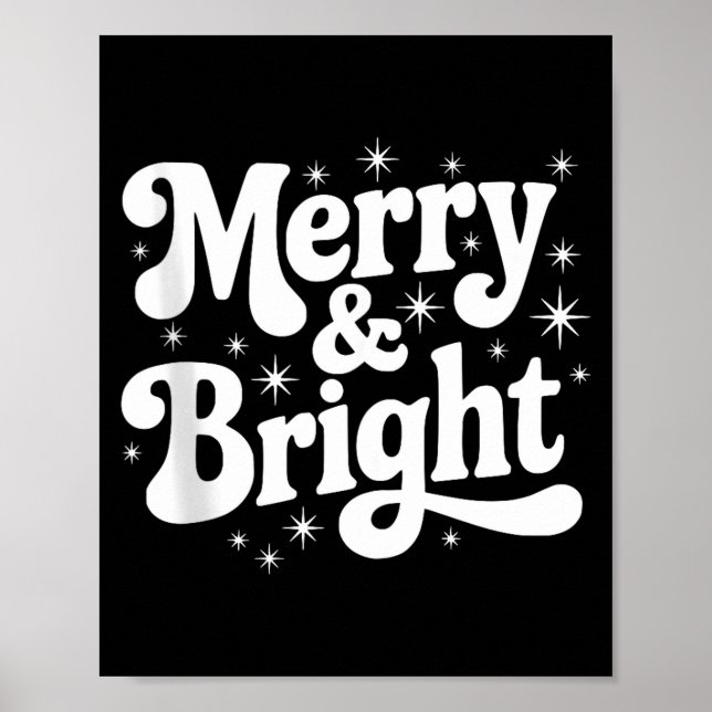 Merry &amp; Bright Retro Christmas Groovy Holiday  Poster (Vorne)