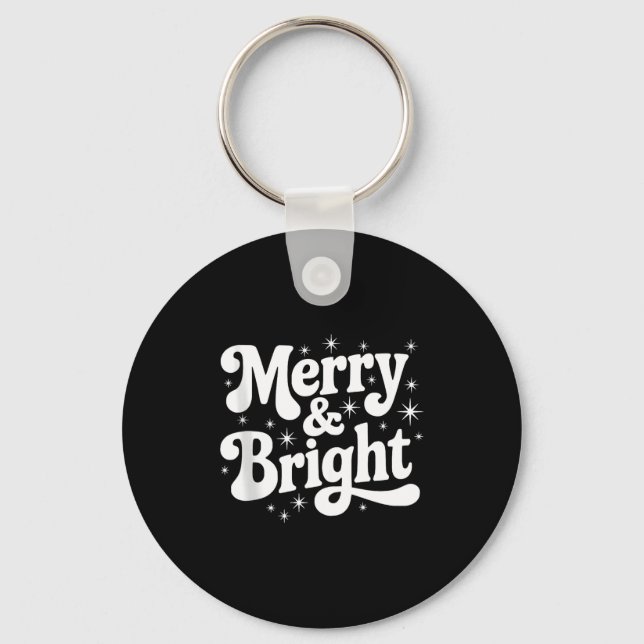 Merry &amp; Bright Retro Christmas Groovy Holiday  Schlüsselanhänger (Vorderseite)