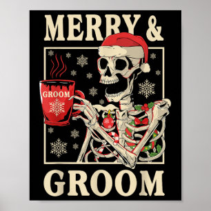 Merry &amp; Groom Bride Skeleton Christmas Bachelo Poster