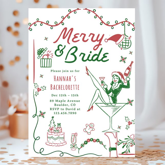 Merry And Bride Christmas Bachelorette & Itinerary Einladung (Von Creator hochgeladen)