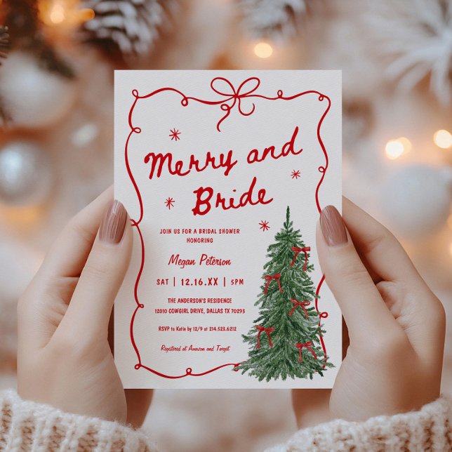 Merry and Bride Whimsical Holiday Bridal Shower Einladung (Von Creator hochgeladen)