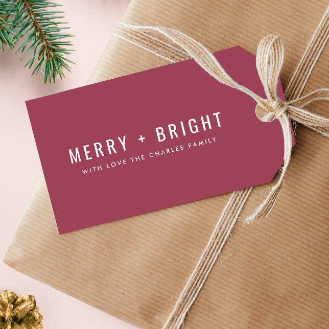 Merry and Bright Berry Vintage Rose Christmas Geschenkanhänger (Von Creator hochgeladen)