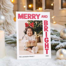 Merry and bright bold typography Christmas