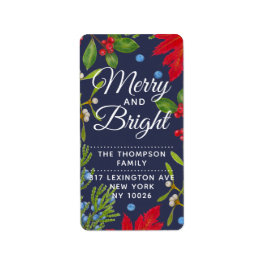 Merry and Bright ・ Botanische Winterferien Pflanze Adressaufkleber