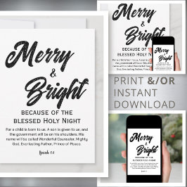 Merry and Bright Christmas Black Script Feiertagskarte