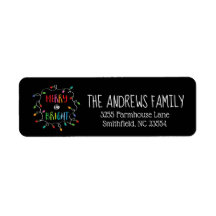 Merry and Bright Christmas Lights Return Address