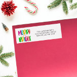 Merry and Bright Christmas Return Address Label<br><div class="desc">Frohe und helle Weihnachts-Rücksendeadresse Label. Schicken Sie Ihre Weihnachtskarte aus und vergessen Sie nicht,  dieses festliche und farbenfrohe Rücksendelabel hinzuzufügen! Besuchen Sie unsere Website für weitere Weihnachts-Rücksendeadressen-Aufkleber und Weihnachts-Party-Ideen—>> www.tkmpartyprintables.com</div>