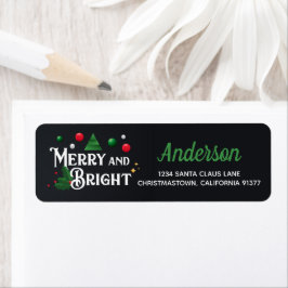 Merry and Bright Christmas Return Address Label