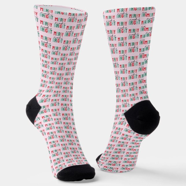 Merry and Bright Christmas Socken (Gewinkelt)