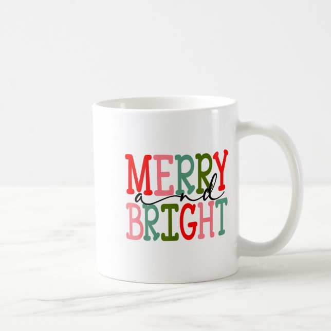 Merry And Bright Christmas Women Girls Kids Toddle Kaffeetasse (Rechts)