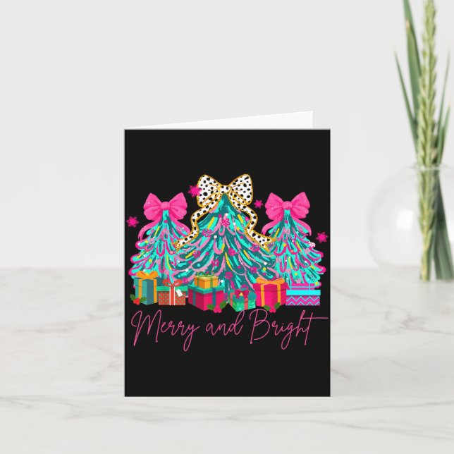 Merry And Bright Coquette Bow Christmas Tree Women Karte (Vorderseite)