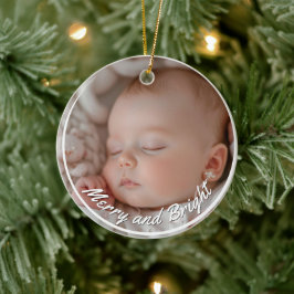 Merry and Bright Custom Baby Foto Keramik Ornament