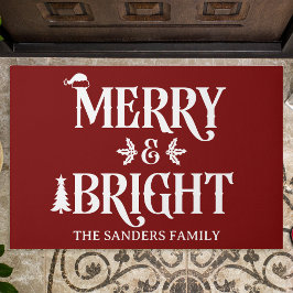 Merry and Bright Cute Christmas Family Fußmatte