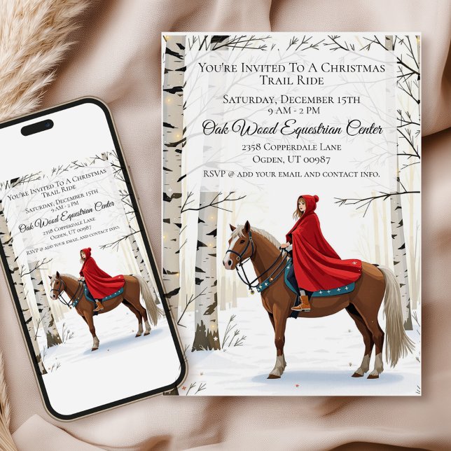 Merry And Bright Equestrian Holiday Einladung (Personalize the details for your  event and set the scene for a festive, horse-themed gathering!)