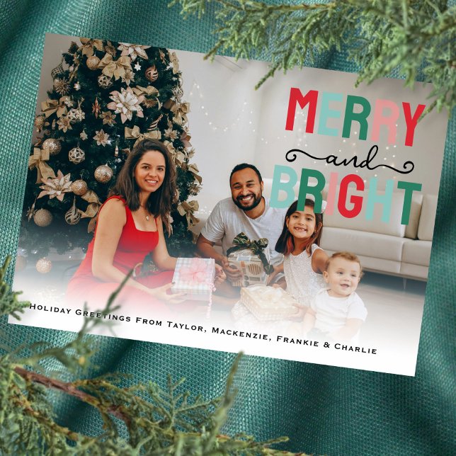 Merry and Bright Foto Personalisiert Feiertagskarte (Merry and Bright Photo Personalized Holiday Card
by Ricaso. Add own photograph and text message)