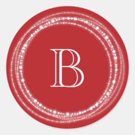 Merry and Bright Glitzern Monogram Styliday Runder Aufkleber