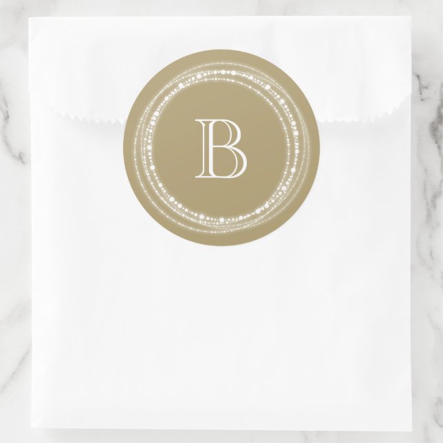 Merry and Bright Glitzern Monogram Styliday Runder Aufkleber (Tasche)