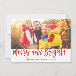 Merry and Bright Hand Lettered Script Photo Card Feiertagskarte