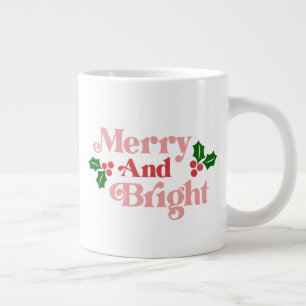 Merry and Bright - Klassische Holiday Typografie Jumbo-Tasse