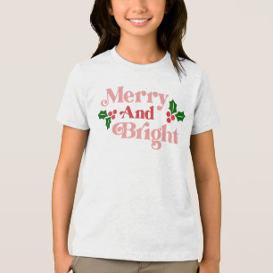 Merry and Bright - Klassische Holiday Typografie Tri-Blend Shirt