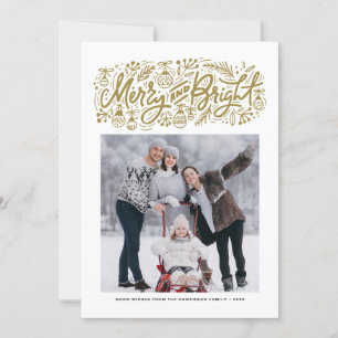 Merry and Bright Lettering Gold Weihnachten Foto
