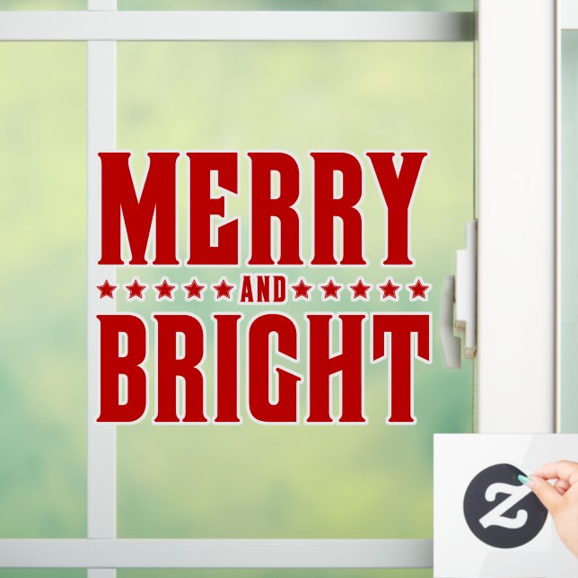 Merry and Bright Letterpress Style No 507 Fensteraufkleber (Zuhause)