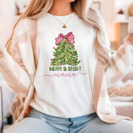 Merry and Bright Mama Script Weihnachtsbaum Shirt