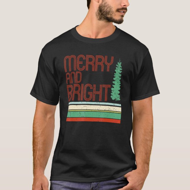 Merry and Bright Merry Christmas Tree Xmas Vibes W T-Shirt (Vorderseite)