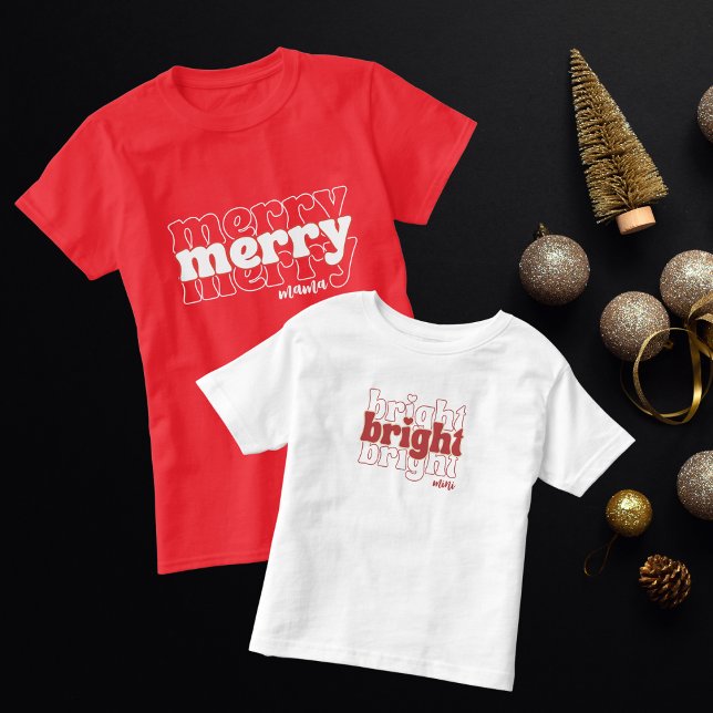 Merry and Bright Mini und Mama passen Weihnachten Kleinkind T-shirt (Von Creator hochgeladen)