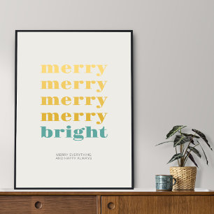 Merry and Bright Minimalistisch Aquamarin Holiday Poster