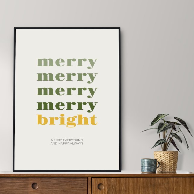 Merry and Bright Minimalistisch Gold Holiday Graph Poster (Von Creator hochgeladen)