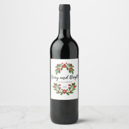 Merry and Bright Mistletoe Holiday Weinkarte Weinetikett