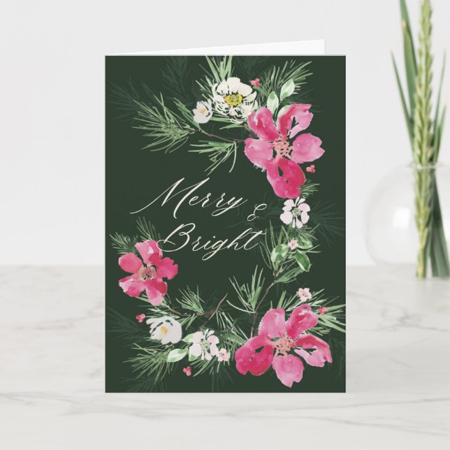 Merry and Bright Modern Scripted Design Karte (Vorderseite)