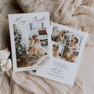 Merry and Bright Modernes Minimalistisches Foto Feiertagskarte