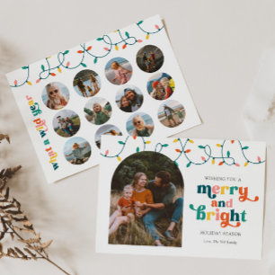 Merry and Bright Multi Foto Holiday Card Feiertagskarte