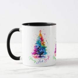 Merry and Bright Neon Christmas Tree White Tasse