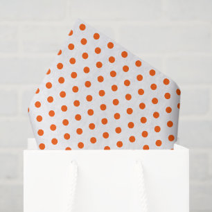 Merry and Bright Orange Polka Dots on White Seidenpapier