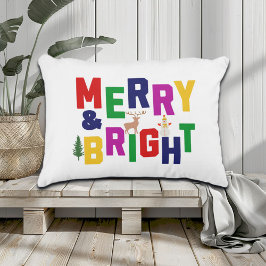 Merry and Bright Pine Tree Rentier Snowman Dekokissen