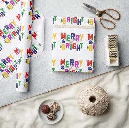 Merry and Bright Pine Tree Rentier Snowman Geschenkpapier